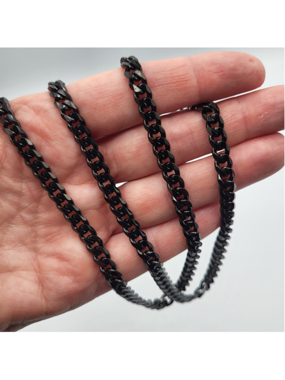Men's 25.5" Black Stainless Steel Cuban Link Chain Necklace – 6mm – NWOT